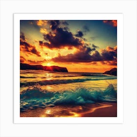 Sunset On The Beach 328 Art Print