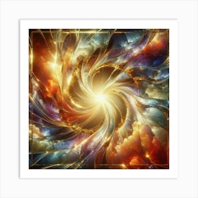 Mysterious marble light radiating fractal vortex: multicolored marble 5 Art Print