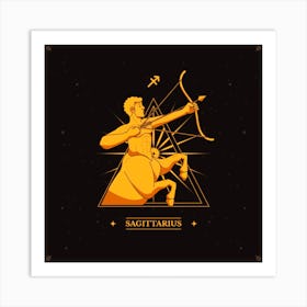 Sagittarius,Sagittarius Spirit: Hand-Drawn Logo with Centaur Art Print