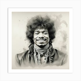 Chalk Painting Of Jimi Hendrix Art Print