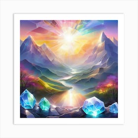 Mystical Landscape With Crystals Art Print