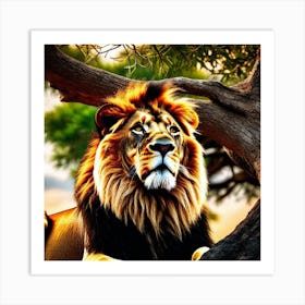 Lion In The Tree 9 Art Print