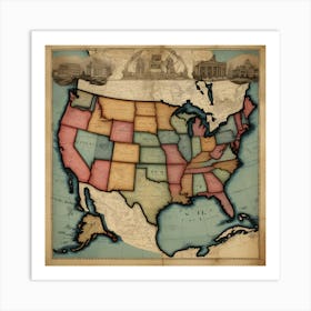 Default Vintage Map Usa Aesthetic 2 Art Print