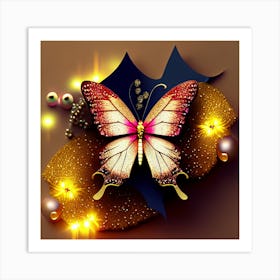 Butterfly With Pearls Art Print