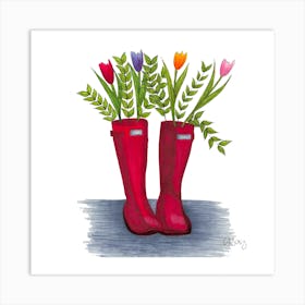Red Rain Boots 2 Art Print