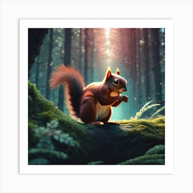 Red Squirrel In The Forest 43 Art Print