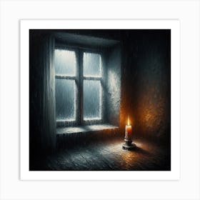 Dark Room With A Candle Art Print