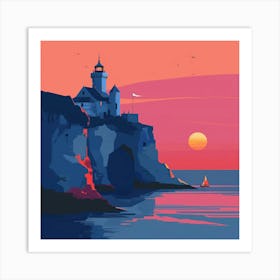 Sunset At The Lighthouse Art Print