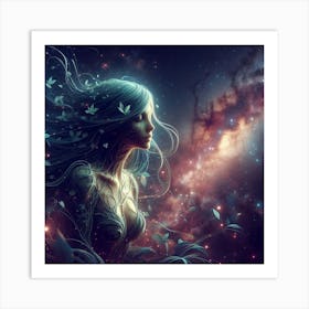 Girl In Space Art Print