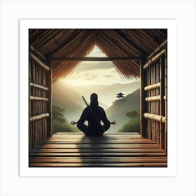 Shinobi Meditating In A Hut Poster