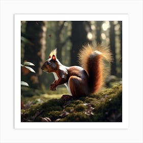 Red Squirrel In The Forest 49 Art Print