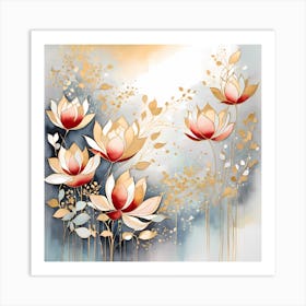 Aquarelle Of Lotus Flower Art Print