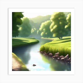 River In The Park Art Print