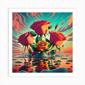 Roses In The Water 2 Art Print