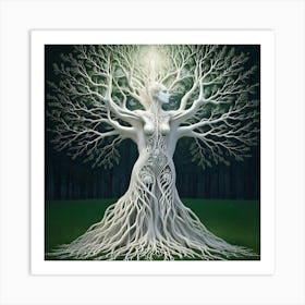 Firefly Enigmatic Tree Woman In A Surreal Scene 58629 (2) Art Print