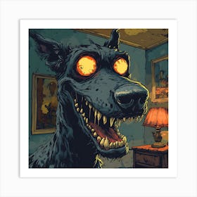 Vintage 80s Nightmarish Dog Art Print