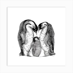Penguins Square Art Print