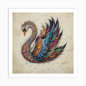 Colorful Swan 2 Art Print