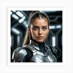 Futuristic Girl In Armor Art Print