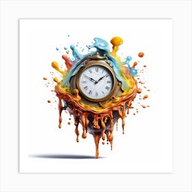 Clock With Paint Splashes Art Print