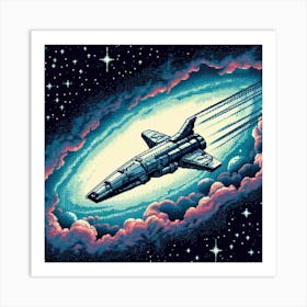 8-bit space exploration vessel Art Print