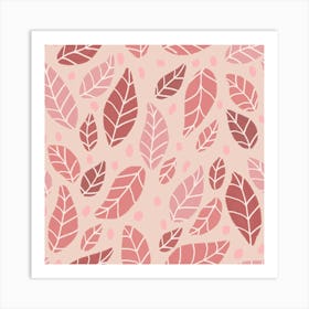 Soft pastel pink leaves Art Print