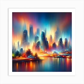 Cityscape At Night Art Print