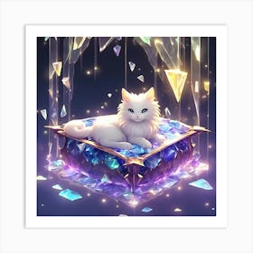 White Cat In A Box Art Print