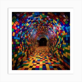 Psyhodelic Tunnel Of Light. Hypnotic Optical Illusion. Art Print