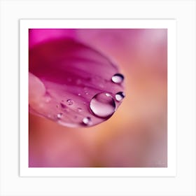 A Close Up Of A Delicate Raindrop On A Vibrant Flower Petal, Showcasing Its Reflective Surface And I Art Print