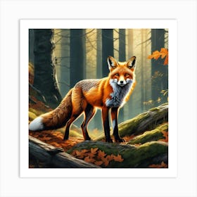 Fox In The Forest 96 Art Print