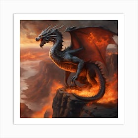 Dragon In Flames 2 Art Print