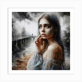 Girl In The Rain 11 Art Print