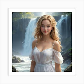 Beautiful Girl In A White Dress Art Print