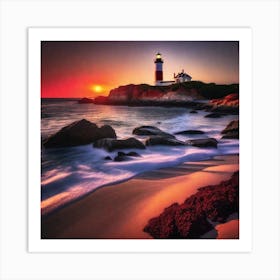 Sunset At The Lighthouse 8 Art Print