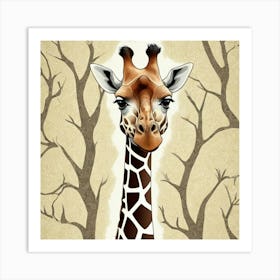 Abstract Pattern Of A Giraffe With Its Head In The Tress art print 3 Art Print