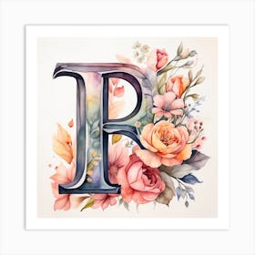 Watercolor Letter R Art Print