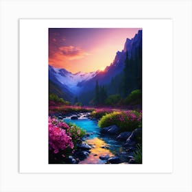 Sunset In The Mountains 17 Art Print