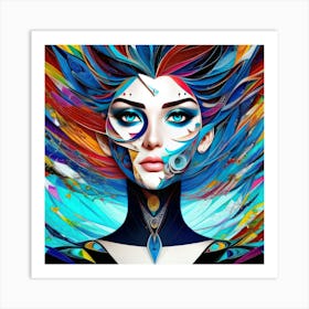 Aquarela Oil Paint Girl (114) Art Print