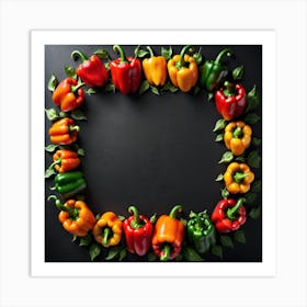 Colorful Peppers In A Frame 28 Art Print