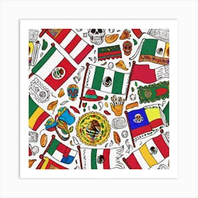 Mexican Flag Seamless Pattern Art Print