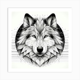 Wolf Head - Abstract Line Art Illustration 67 Art Print