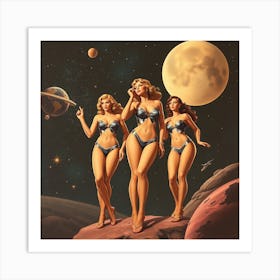 Pinup Girls In Space 1 Art Print