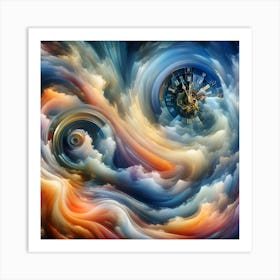 Clock In The Clouds Art Print