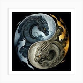 Dragon Yin Yang Art Print