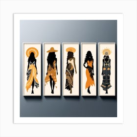 Boho Art Women silhouettes 2 Art Print