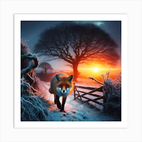 Fox In The Snow 1 Art Print