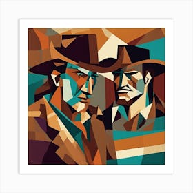 Showdown Cubism Style Art Print