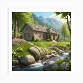 Cottage In The Mountains 7 Art Print