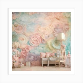 Pastel Roses Wallpaper Art Print